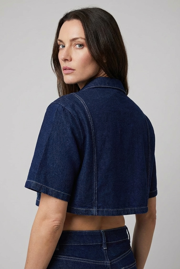 Stylish women's two-piece set with a cropped top and matching mini skirt, great for festival fashion.