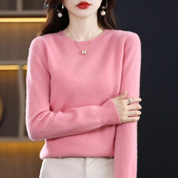 Classic women's round neck sweater, timeless style & soft knit for comfortable everyday fashion.