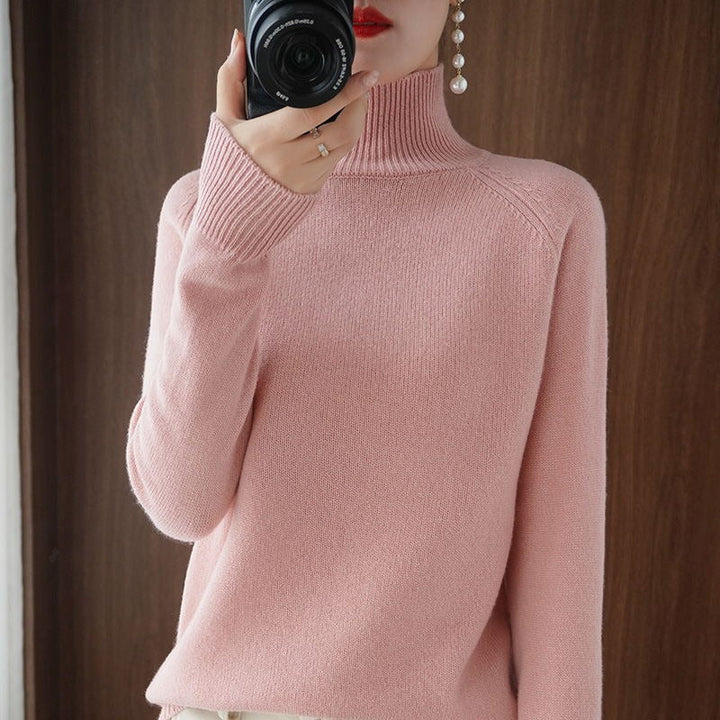 Soft women's classic turtleneck sweater, a must-have long sleeve pullover for fall and winter.