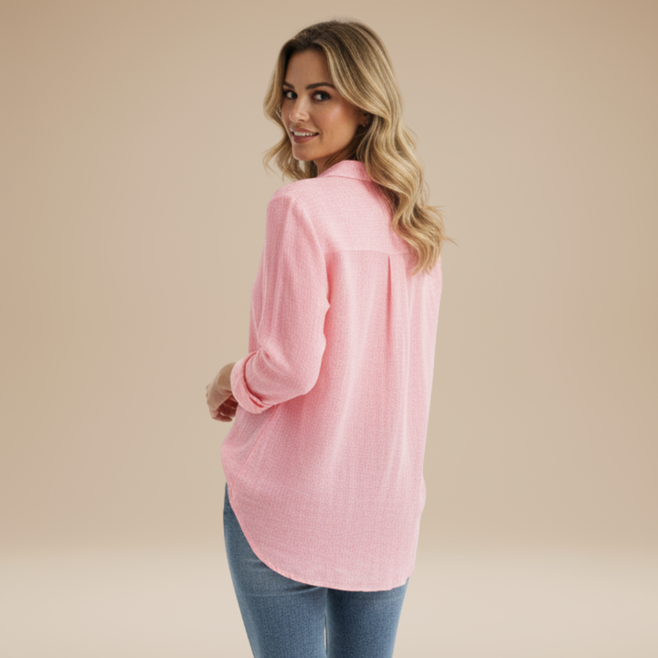 Effortless fashion women's button-up top, a classic for versatile spring outfits.