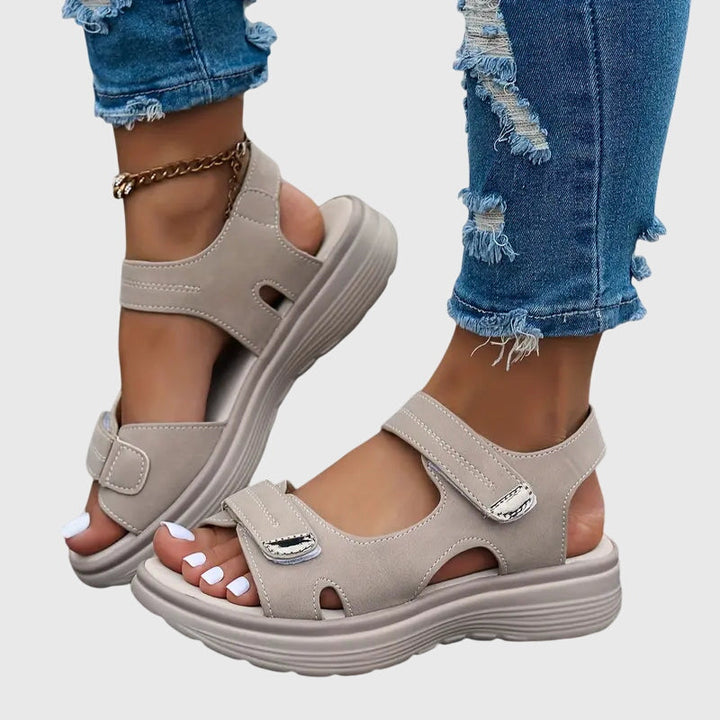 Blue women's casual orthopaedic sandals, comfortable and supportive, ideal for foot pain relief.