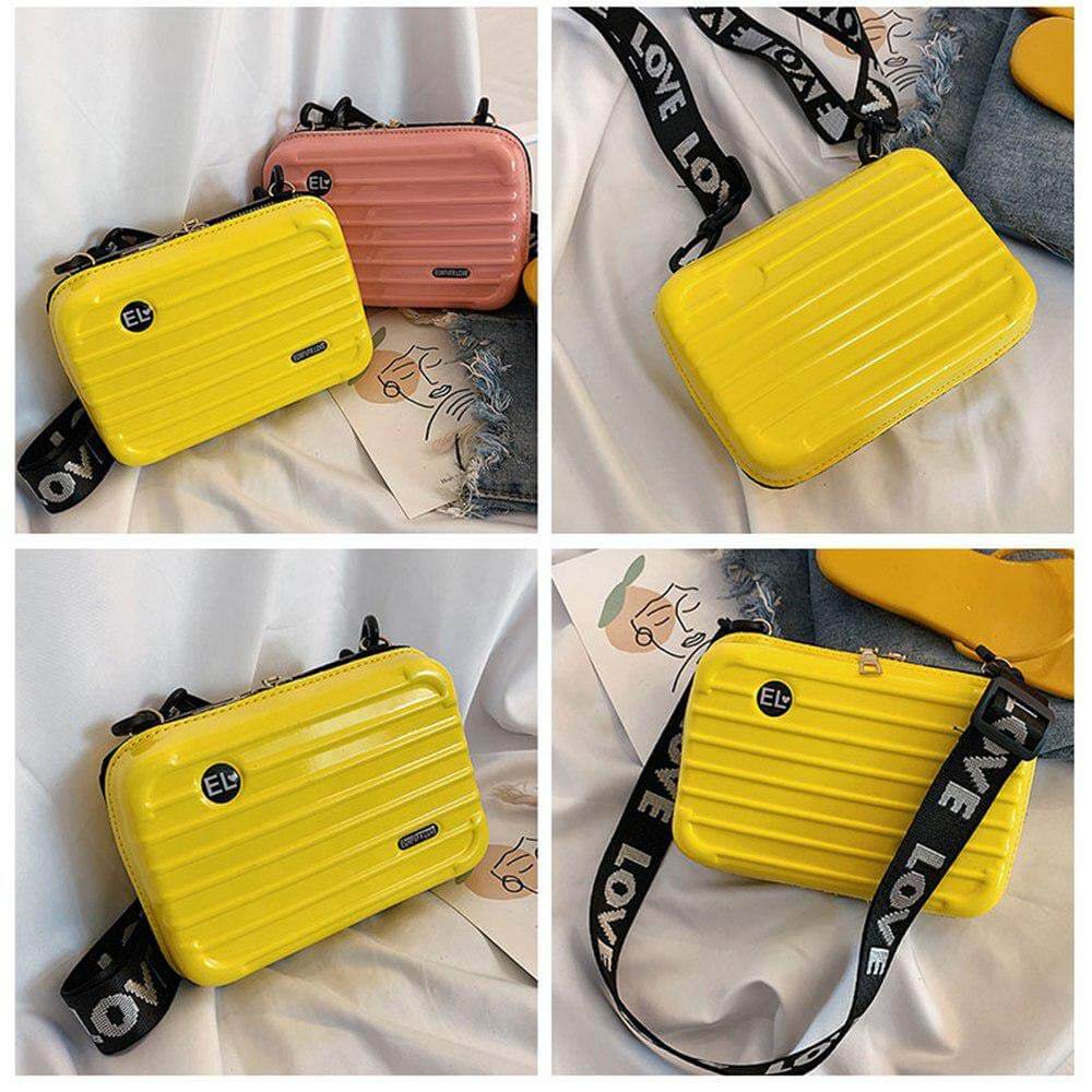 Organizer compact hard shell crossbody travel bag for women's daily items, secure & waterproof.