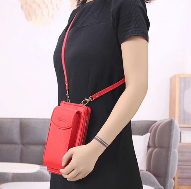 Women's compact PU leather crossbody bag with adjustable strap, ideal for everyday use.