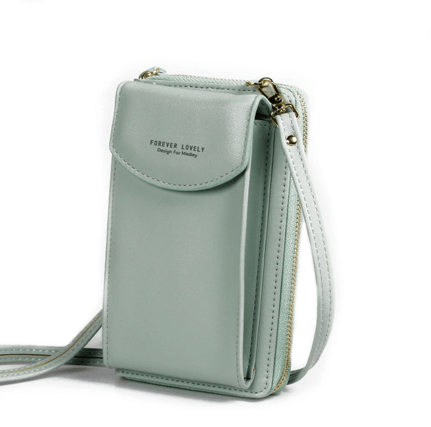 Sleek women's PU leather crossbody bag, compact design with an adjustable strap.
