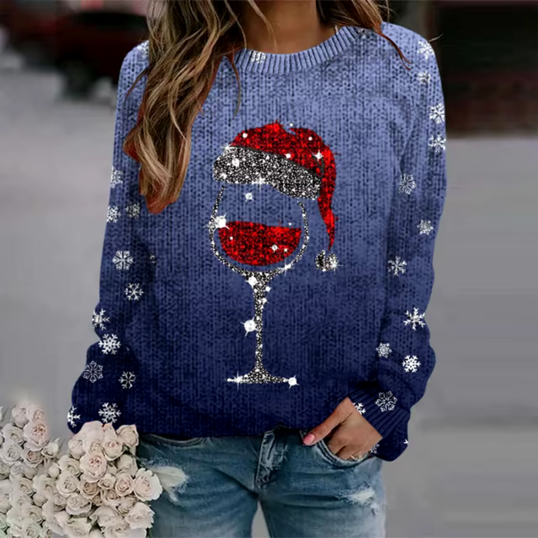Festive women's Christmas knit sweater, cozy crew neck and relaxed fit. Perfect holiday outfit or winter top.