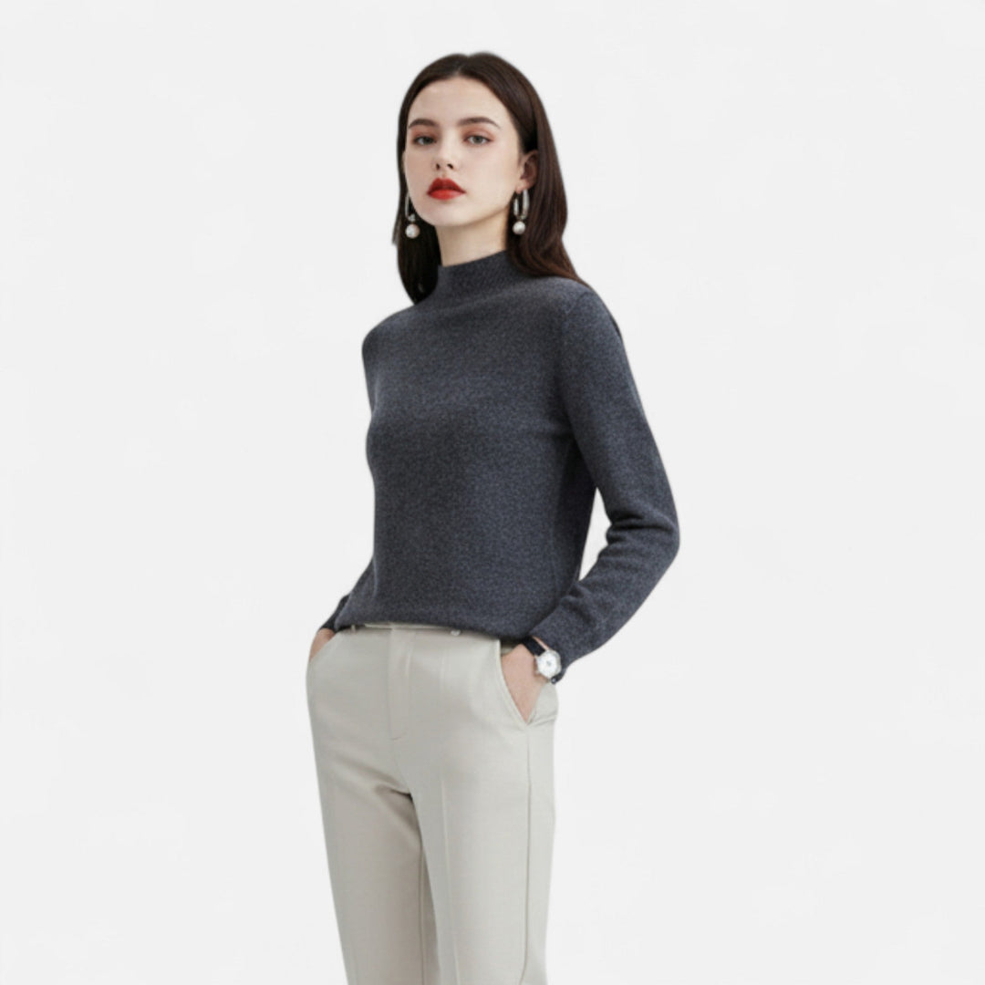 Elegant women's half-neck pullover, long sleeve, perfect for chic winter & autumn outfits.