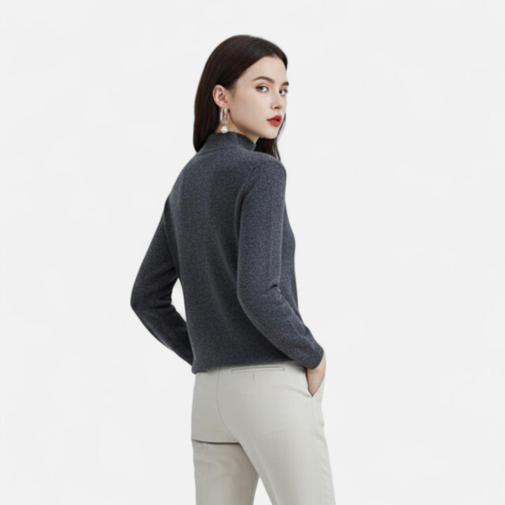 Casual women's warm half-neck pullover sweater, cozy & comfortable for winter fashion.
