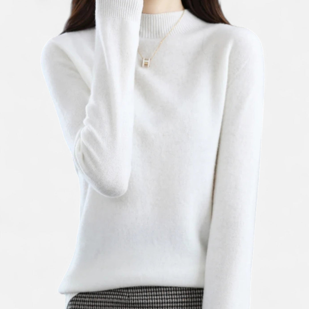 Chic long sleeve half-neck pullover sweater for women, perfect for cozy autumn & winter wear.