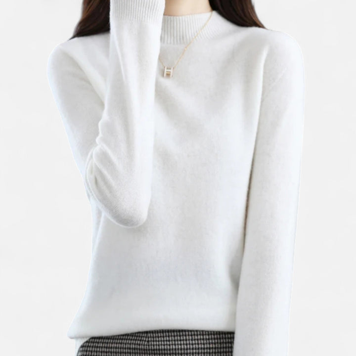 Chic long sleeve half-neck pullover sweater for women, perfect for cozy autumn & winter wear.