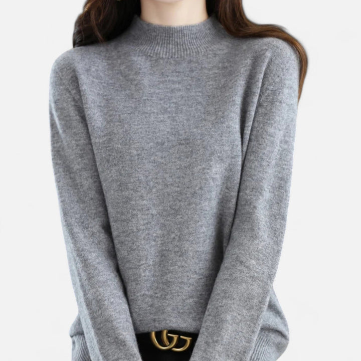 Warm women's half-neck pullover sweater, soft & cozy for elegant winter and autumn styling.