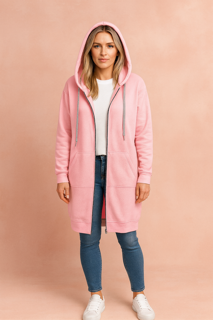 Flattering long pullover sweater for women, offering comfortable and casual winter wear.