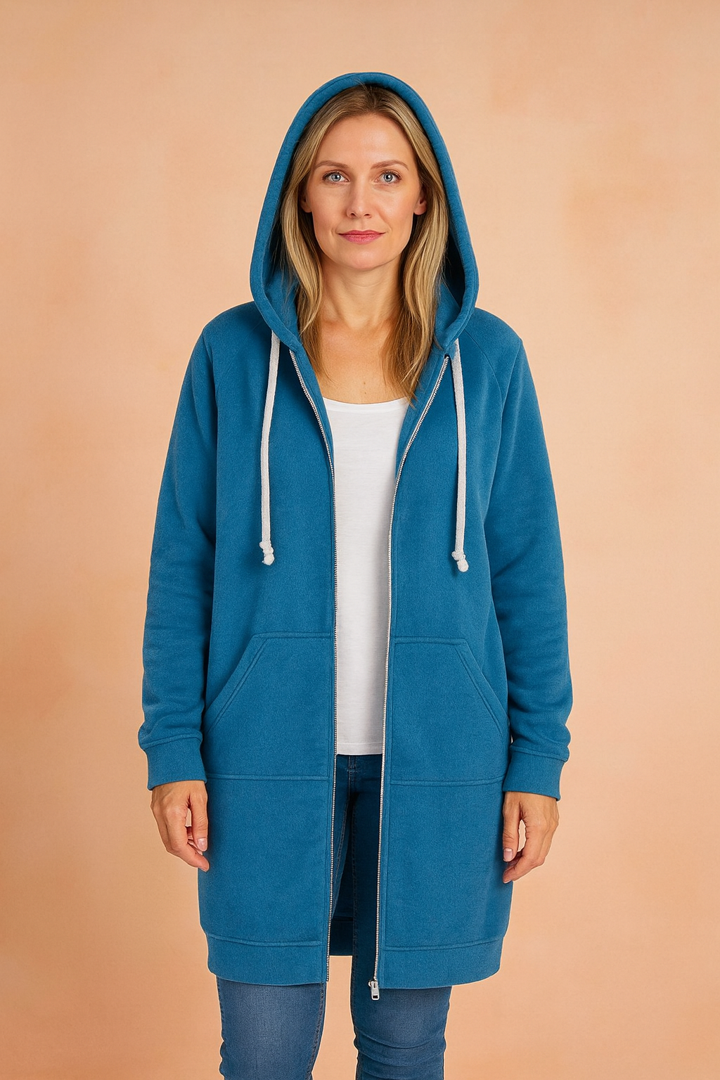 Soft cozy knit women's long sweater, perfect for versatile winter wear and effortless style.