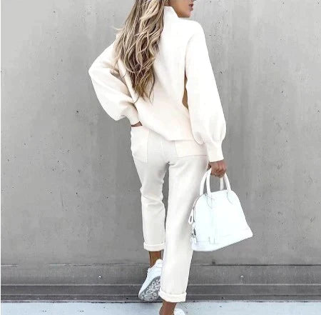 Stylish women's turtleneck top from the cozy track suit, designed for both comfort and a chic look.