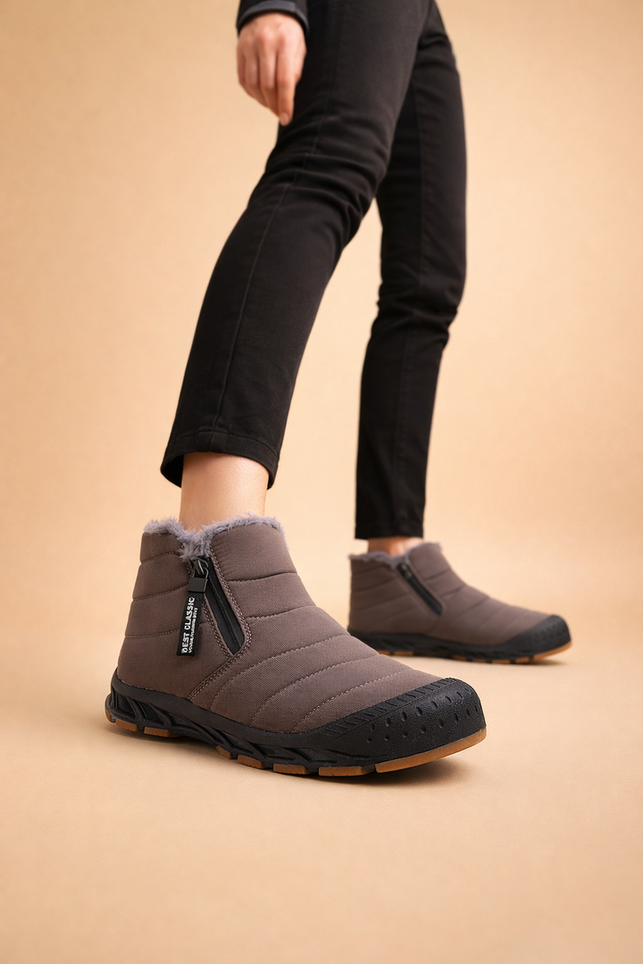 Cozy women's waterproof winter boots, slip-resistant and durable, ideal for cold weather outdoor activities.