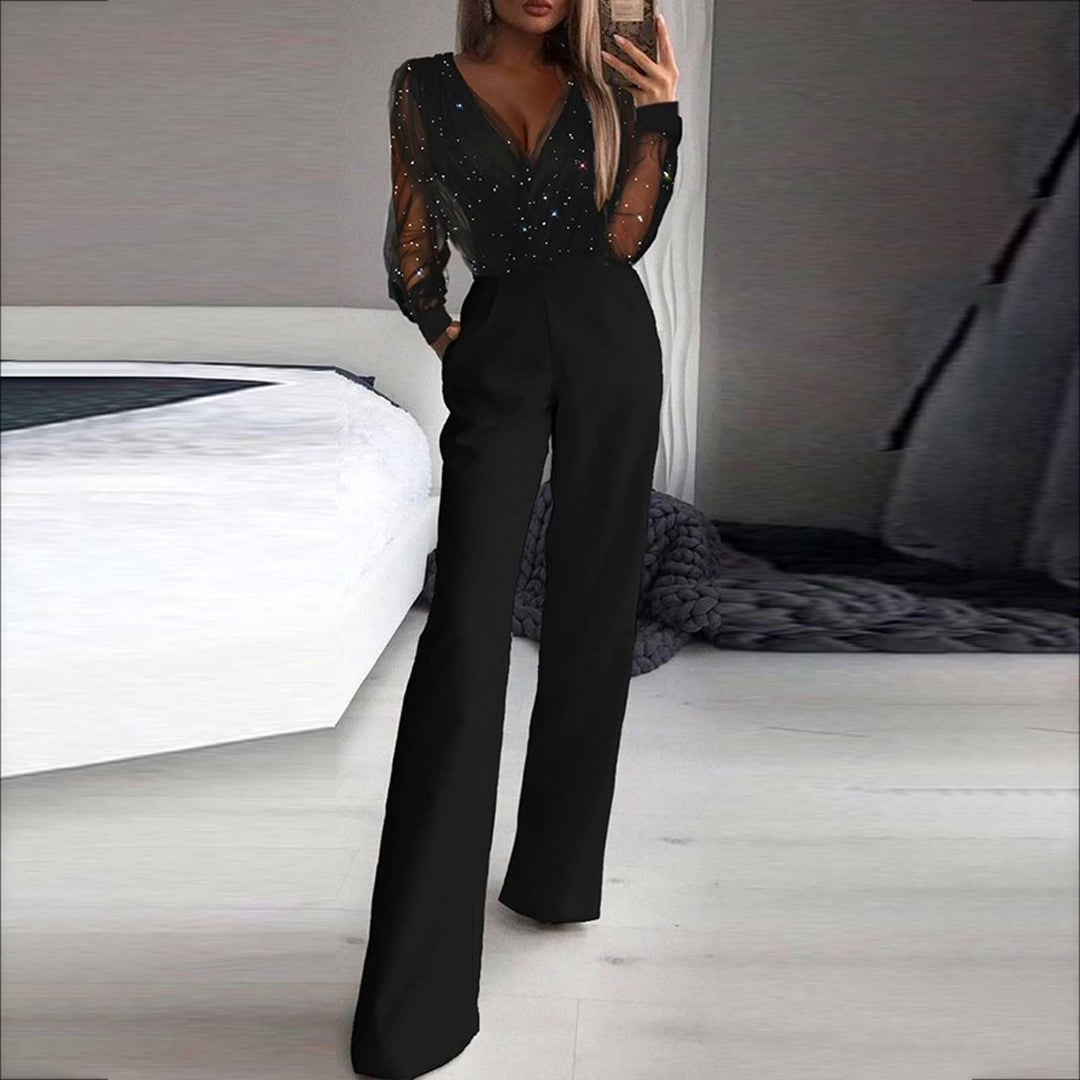 Women's Effortless Chic black casual jumpsuit, perfect for comfortable everyday wear and versatile styling.