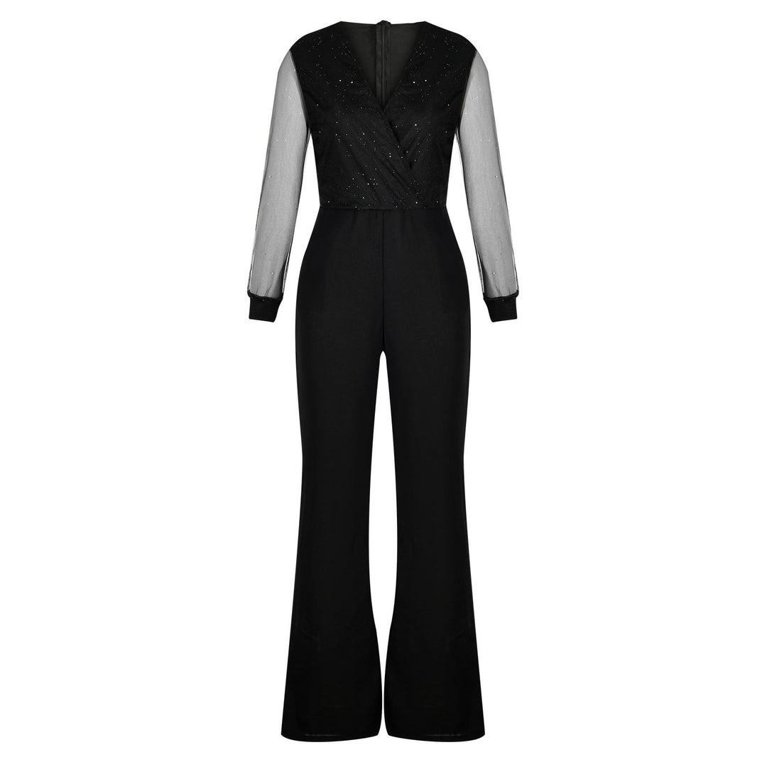 Stylish black casual jumpsuit for women, offering versatile comfort and an elegant all-season fashion look.