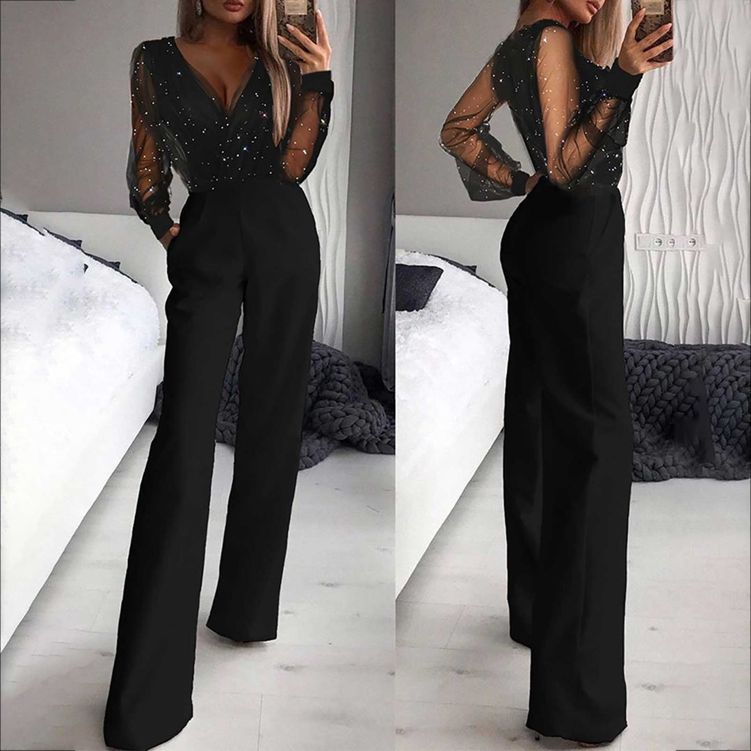 Comfortable women's black jumpsuit, a versatile piece of chic apparel for effortless everyday fashion.