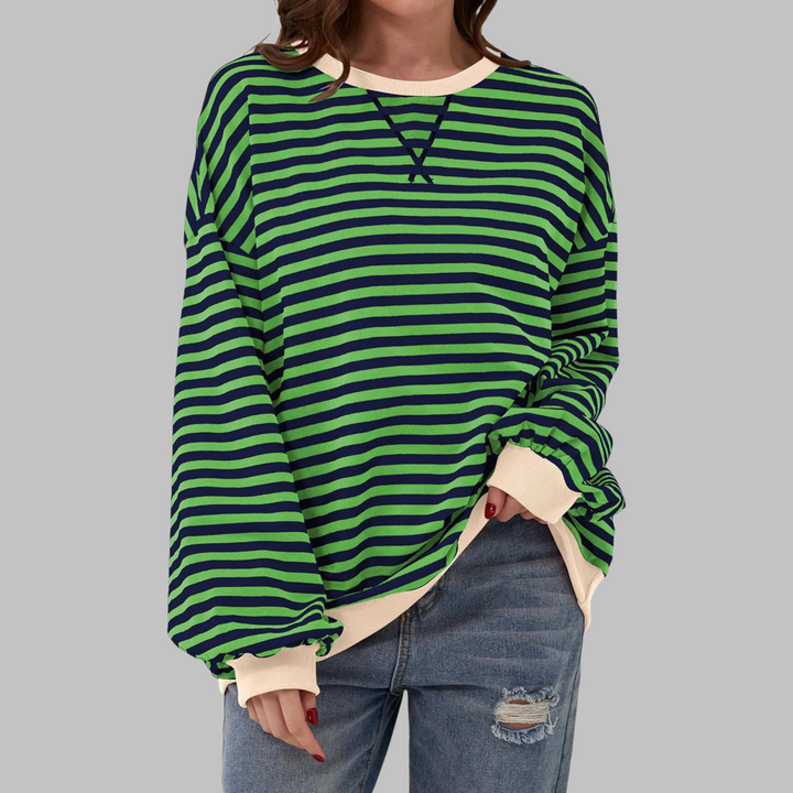 Women's effortless striped sweatshirt, perfect for casual comfort & everyday style.