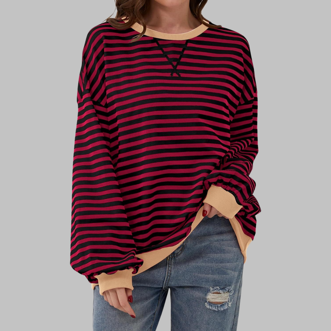 Soft women's striped sweatshirt, perfect casual wear and everyday fashion.