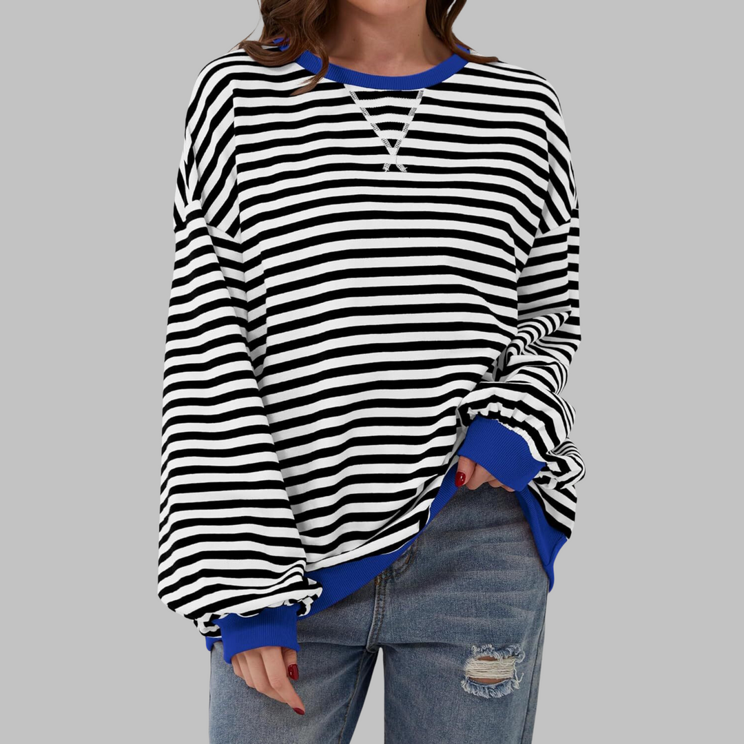 Comfy women's striped top, a soft long-sleeve shirt for effortless casual style.