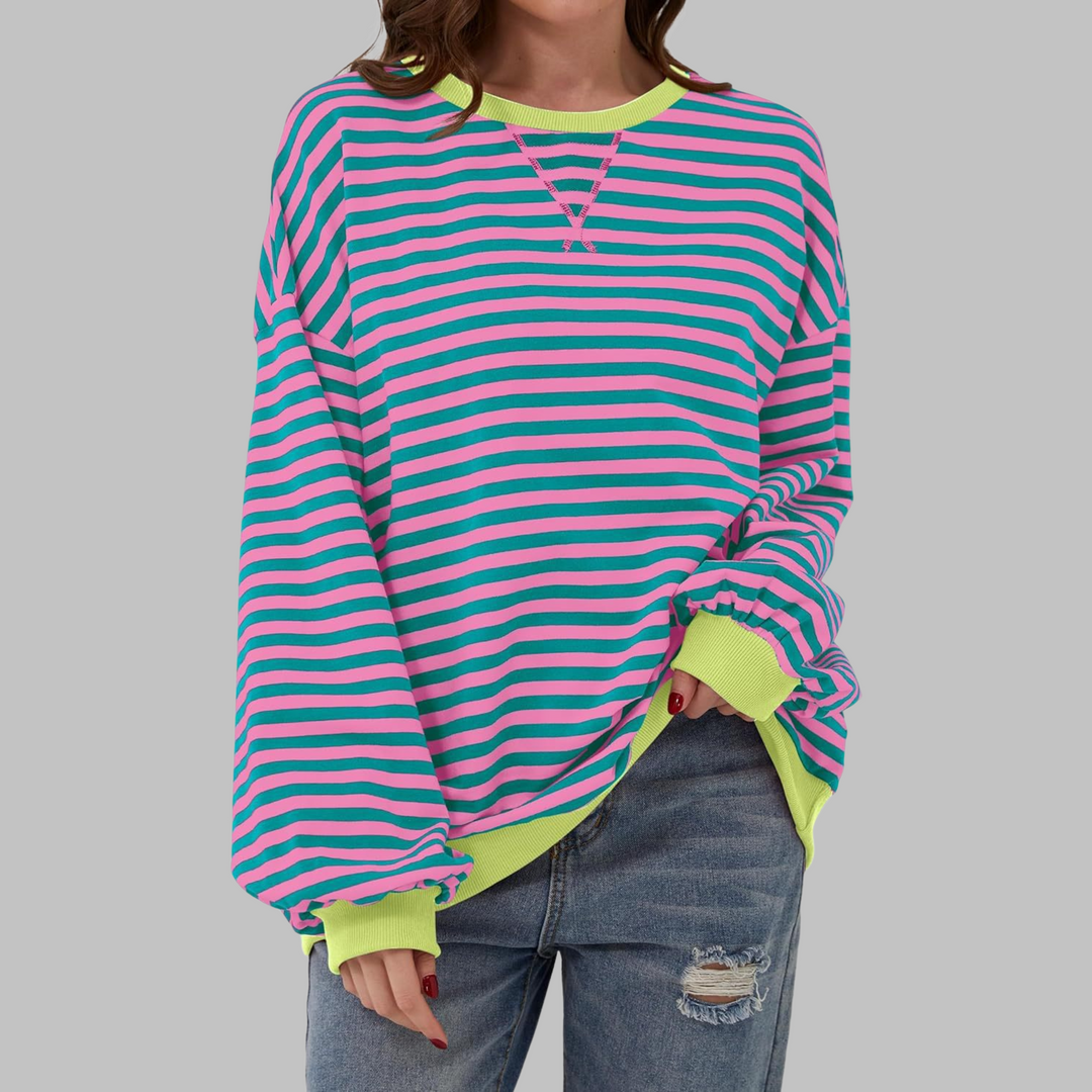 Everyday women's striped sweatshirt, relaxed fit and perfect for casual comfort.