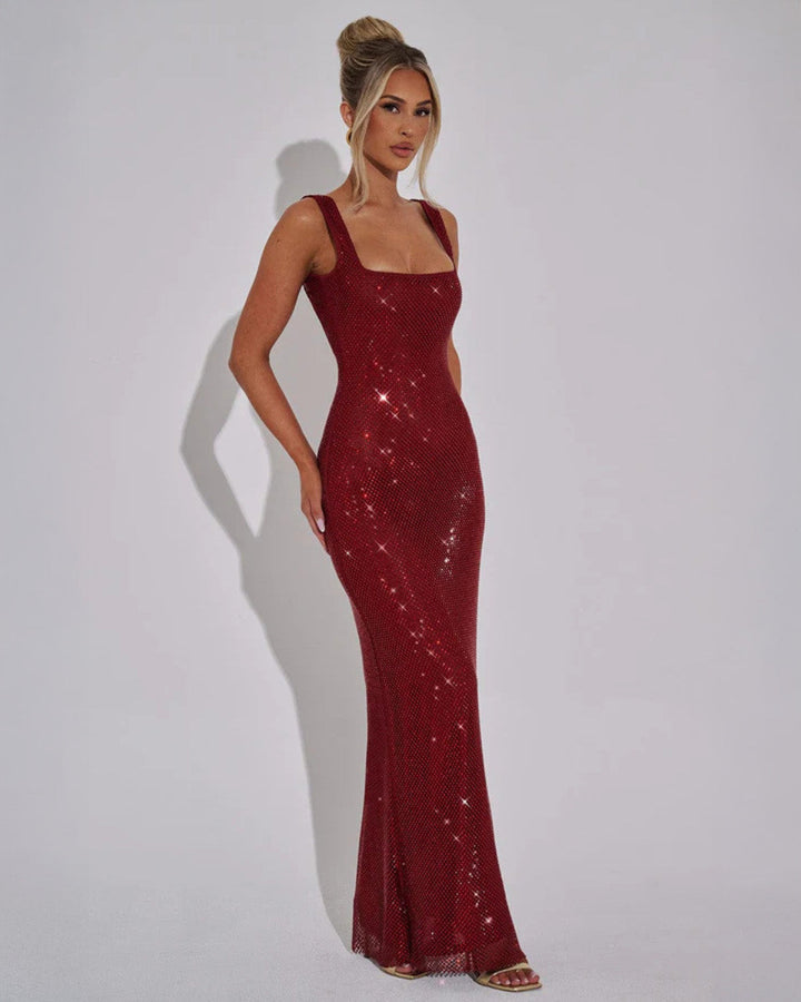Stunning women's embellished evening gown, ideal for formal parties.