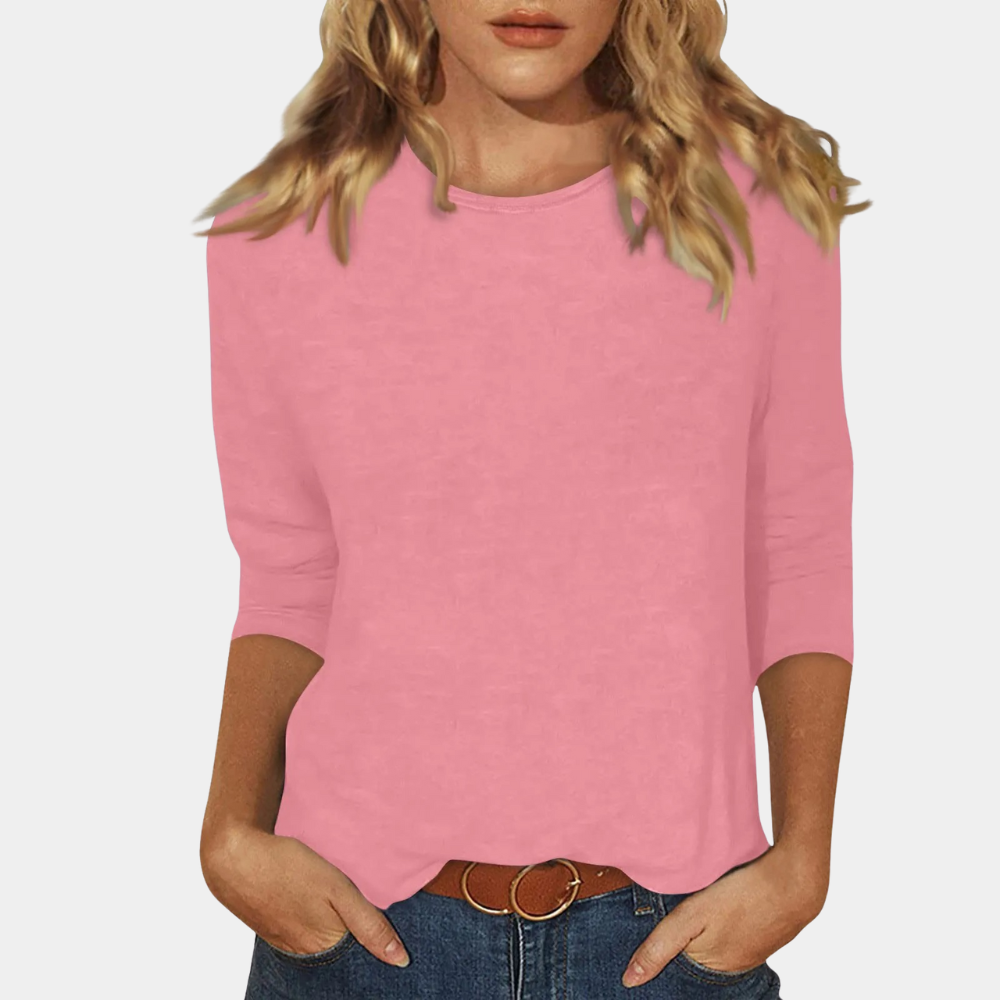 Women's elegant long sleeve t-shirt, comfortable and stylish, perfect for casual or everyday wear. Crew neck design.
