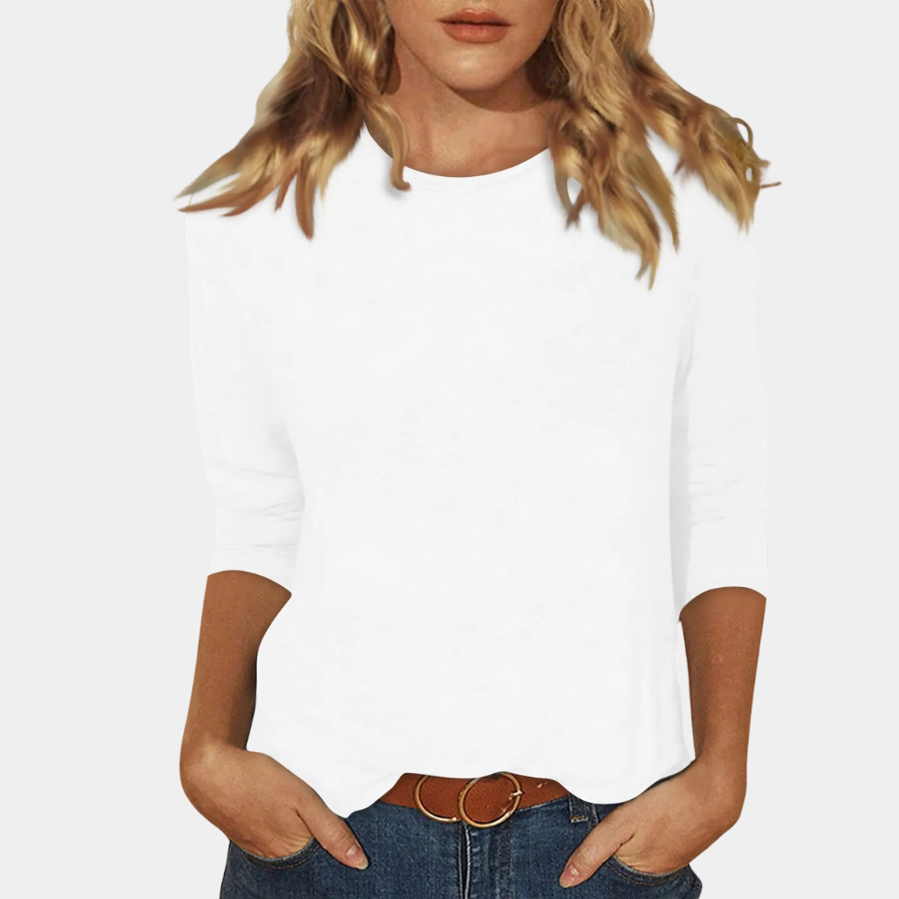 Versatile women's long sleeve tee for fall/spring. Elegant yet casual, comfortable everyday style. Women's fashion.