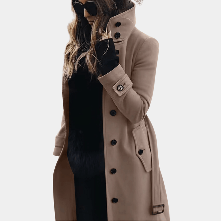 Women's elegant quilted trench coat, perfect for fall and winter warmth. Classic semi-fitted outerwear.