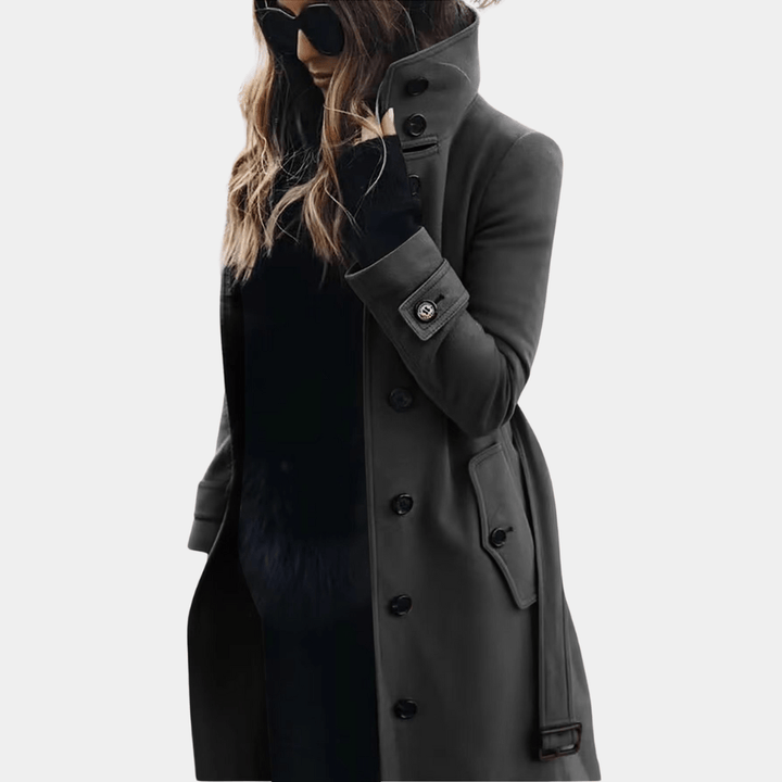 Stylish women's quilted trench coat in a classic design. Versatile elegant outerwear for fall & winter fashion.