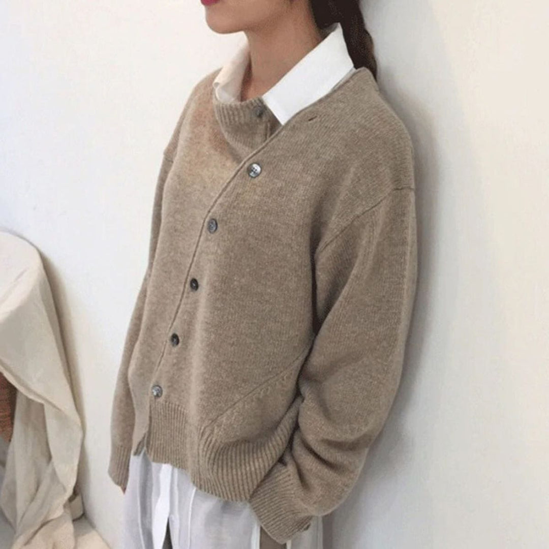 Women's elegant soft wrap cardigan, perfect for cozy layering & everyday style.
