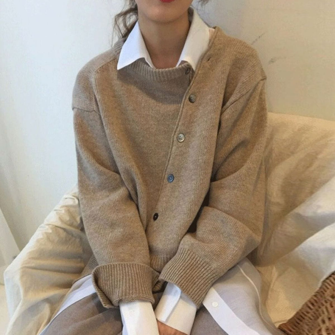 Chic women's wrap cardigan, versatile for elegant layering, fall fashion & comfortable wear.