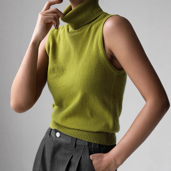 Classic knit turtleneck sweater for women. Elegant long-sleeve top, ideal for stylish autumn and winter wear.