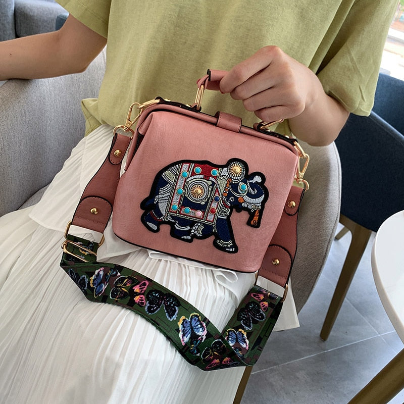Lightweight women's shoulder bag, bohemian embroidered with a vibrant mandala.