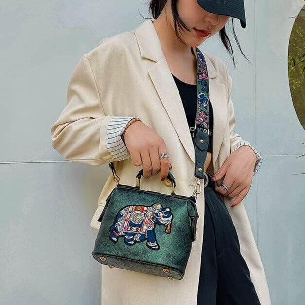 Ethnic bohemian shoulder bag for women, featuring detailed mandala embroidery.