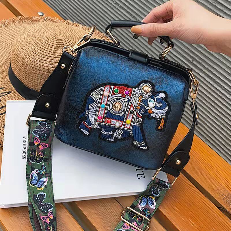 Stylish embroidered women's handbag, ethnic mandala pattern & multi-use.
