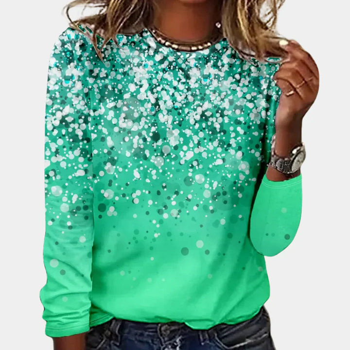 Cozy women's snowflake sweater, long sleeve crew neck, warm winter clothing ideal for casual wear.
