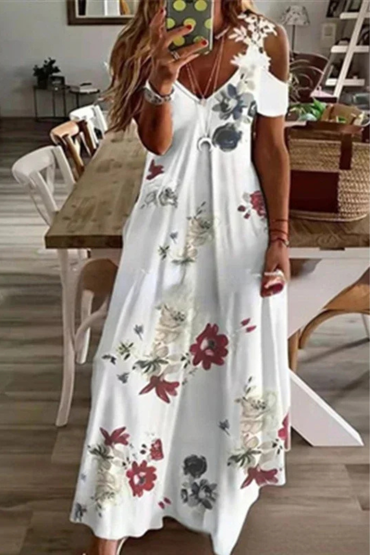 Lightweight women's floral maxi dress, comfortable and stylish for summer.