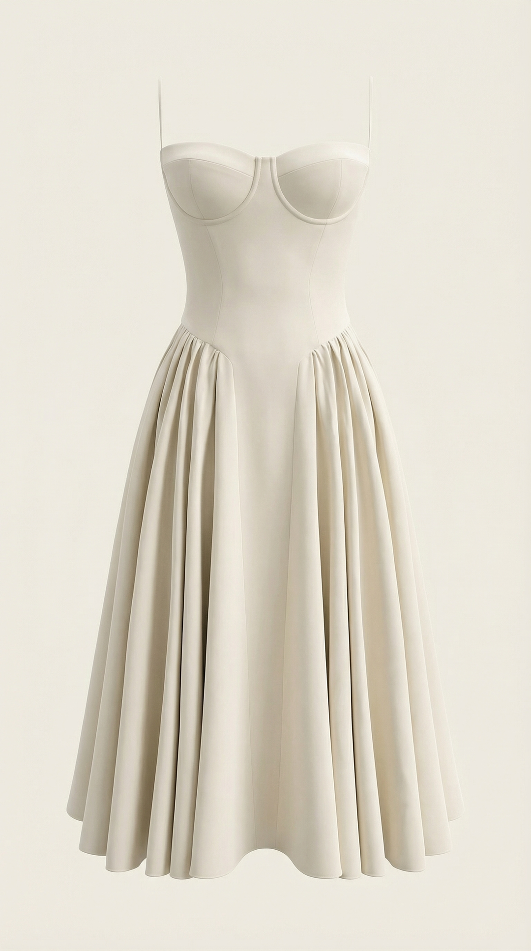 Women's occasion dress: floral midi with sweetheart neck and structured corset fit.