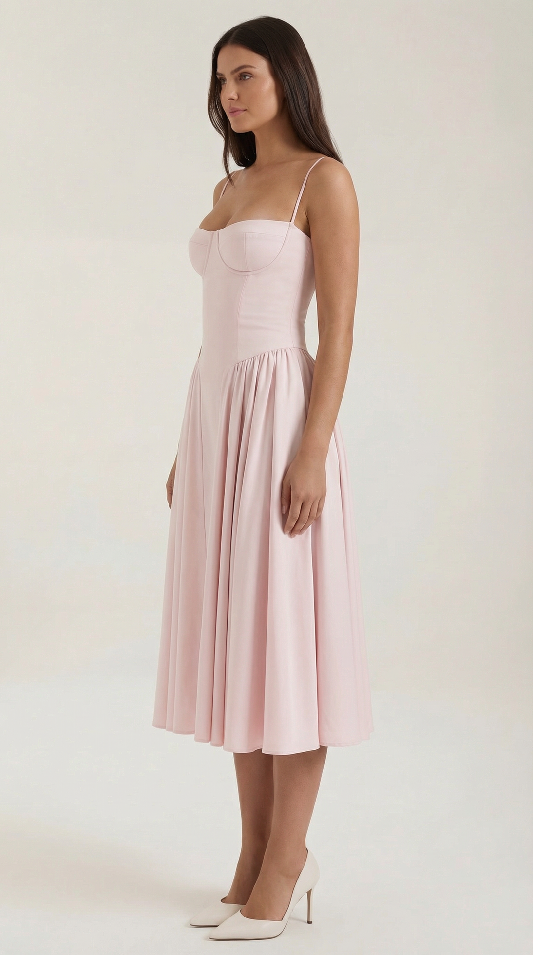 Elegant women's floral midi dress, a perfect occasion wear with a structured fit.