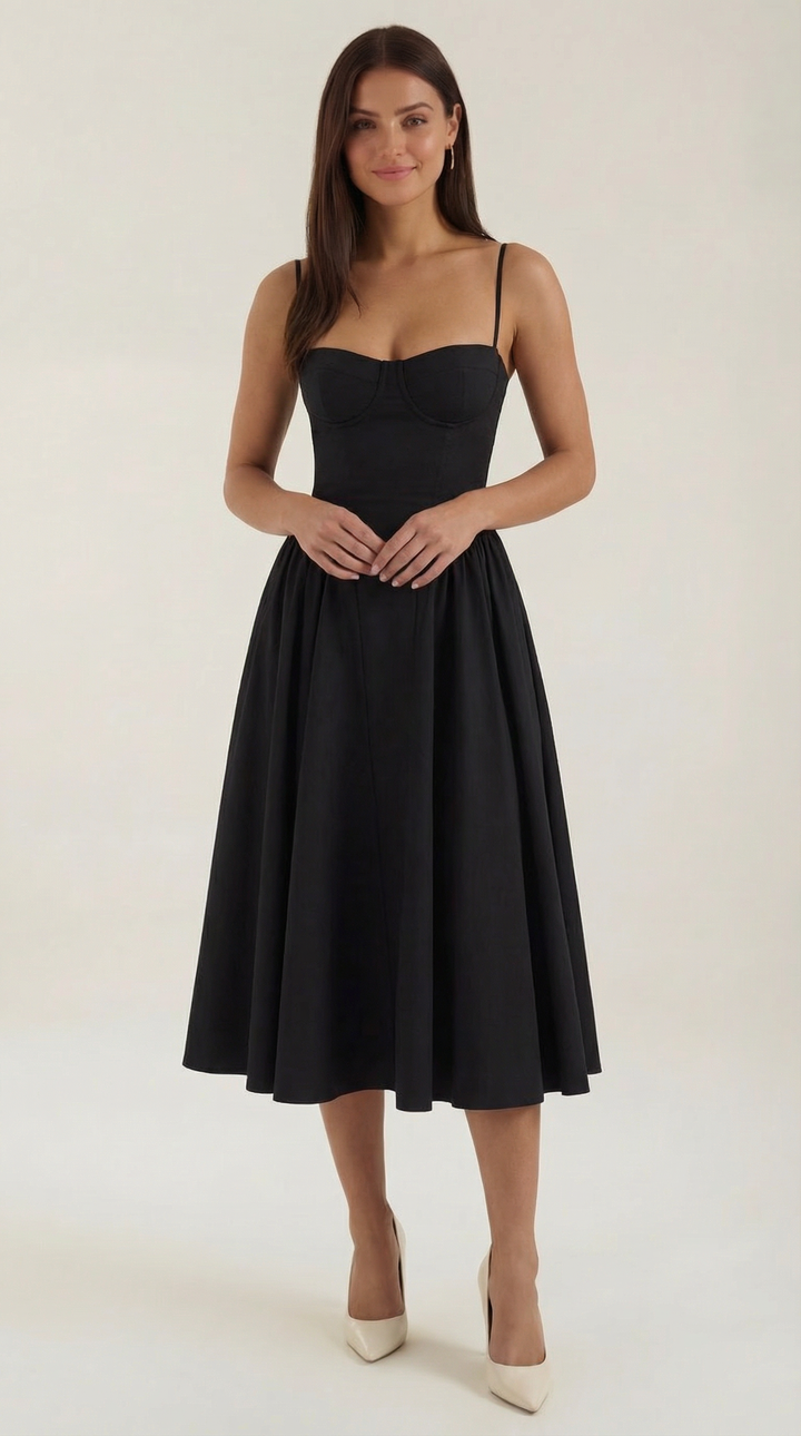 Chic women's floral midi dress, a perfect elegant summer or occasion dress.