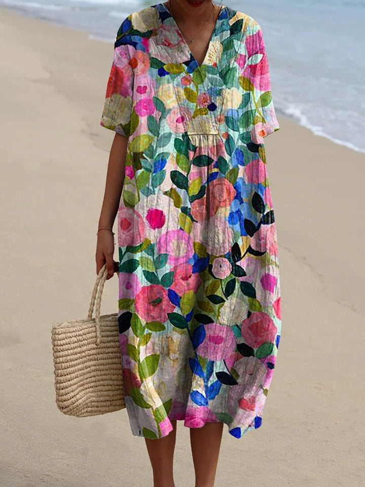 Women's floral summer maxi dress, comfortable and flowy for casual wear.