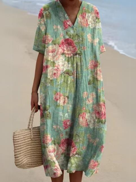 Lightweight floral women's maxi dress for ultimate summer comfort, a beach favorite.