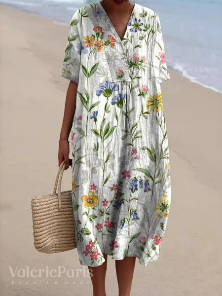 Casual flowy floral maxi dress for women, lightweight & breathable summer fashion.