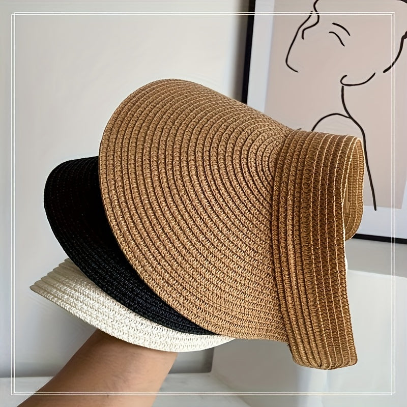 Women's foldable sun visor with wide brim for excellent sun protection, perfect for beach & travel.