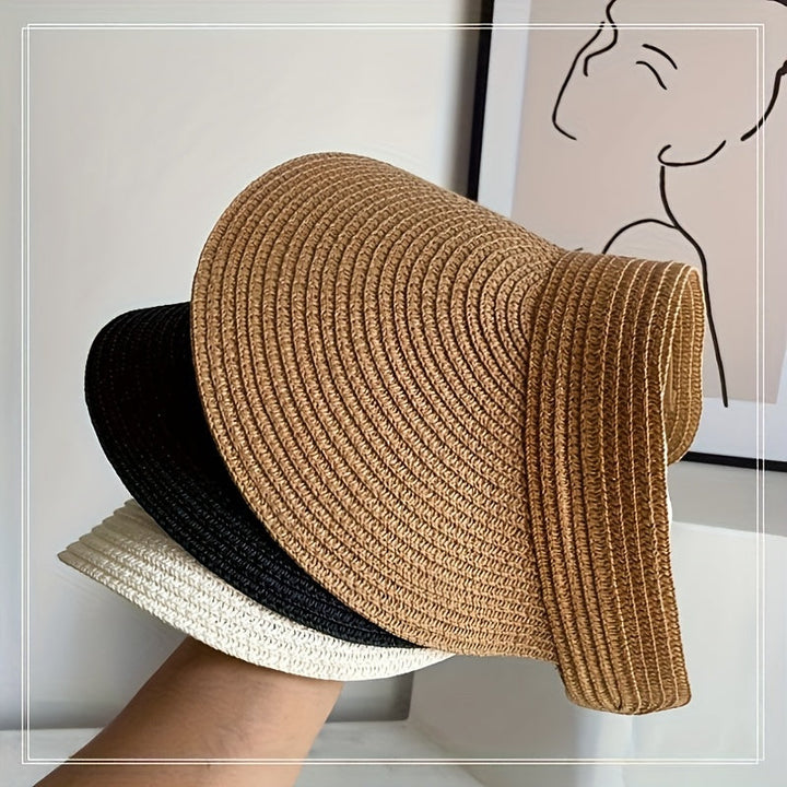 Women's foldable sun visor with wide brim for excellent sun protection, perfect for beach & travel.