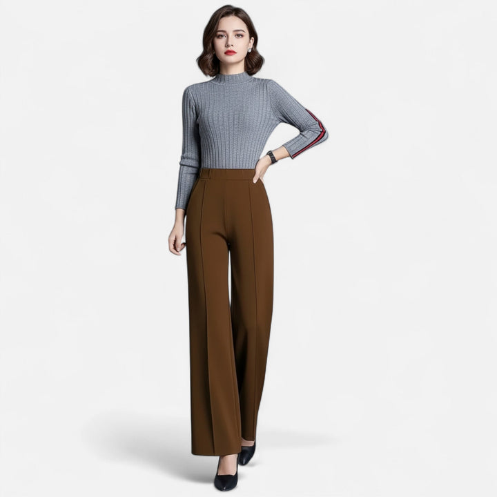 Versatile women's high-waist straight-leg pants, perfect for smart casual or everyday wear.