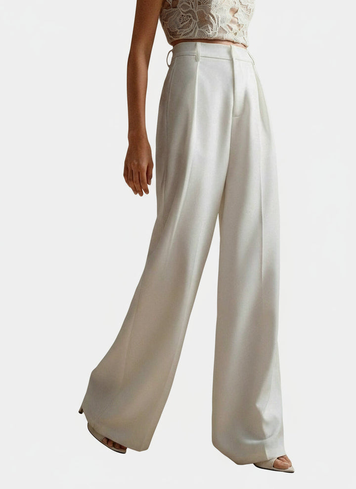 Women's high waist wide leg tailored trousers, comfortable for all-day wear, stylish work pants.
