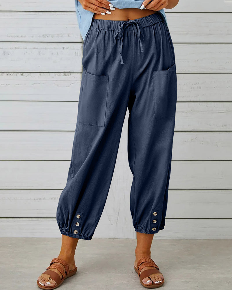 Women's high waisted loose fit casual pants, perfect for comfortable everyday wear.