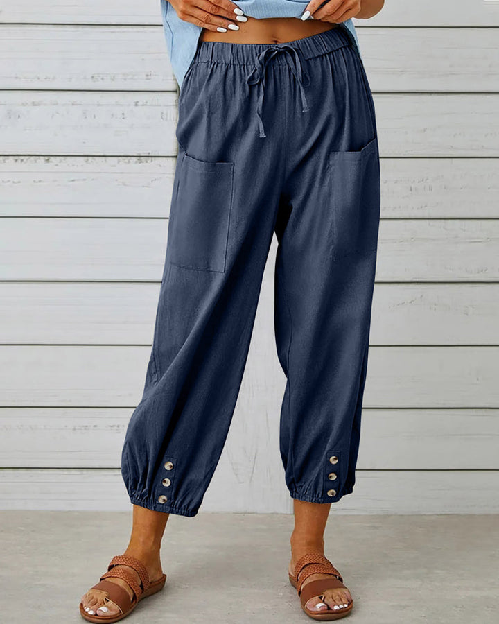 Women's high waisted loose fit casual pants, perfect for comfortable everyday wear.